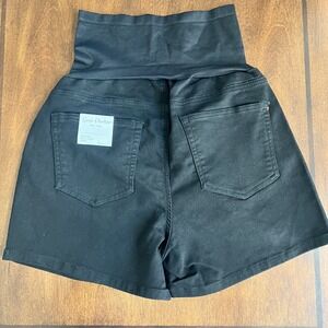 Savi Parker Black Denim Maternity Shorts High Rise Belly Band